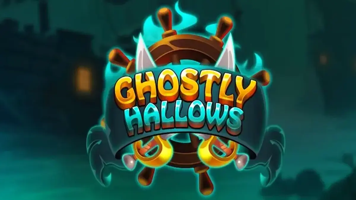Cenário sombrio e misterioso do jogo de slot Ghostly Hallows com navio fantasma